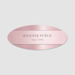 Porte-nom Rose Gold Elegant simple Modèle tendance Oval