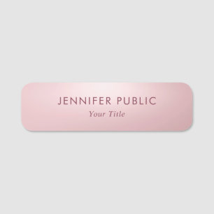 Porte-nom Rose Gold Elegant tendance Modèle personnalisable