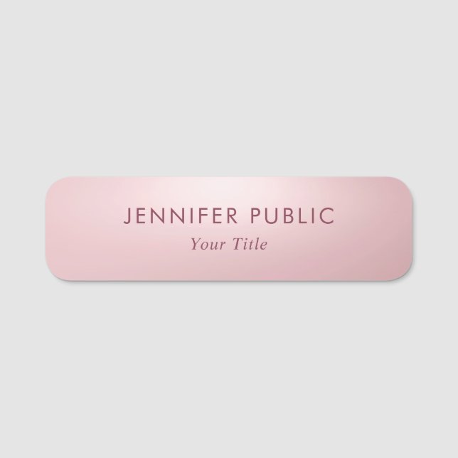 Porte-nom Rose Gold Elegant tendance Modèle personnalisable (Devant)