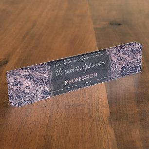 Porte-nom Rose Gold Mandala Collection Blue Design