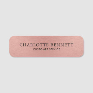 Porte-nom Rose Gold Métallisé Personnalisé Employé de Bureau