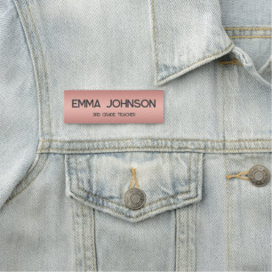 Porte-nom Rose Gold Minimaliste Nom de l'enseignant Éduc