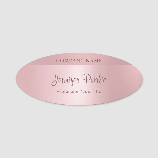 Porte-nom Rose Gold Modern Elegant Glamor Script Modèle (Devant)