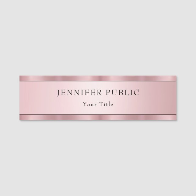 Porte-nom Rose Gold Moderne Elégant Modèle tendance (Devant)