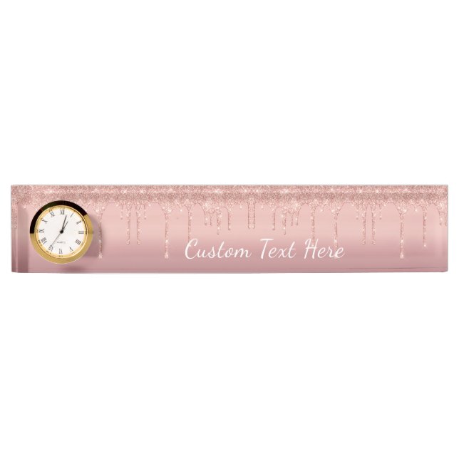 Porte-nom Rose Gold Parties scintillant Desk Nom Plaque avec (Devant)
