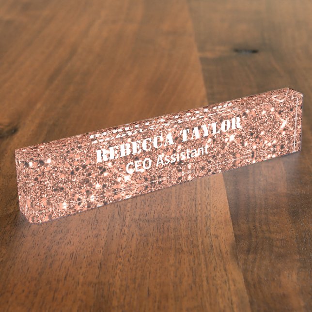 Porte-nom Rose Gold Parties scintillant Sparkle Desk Name Pl (Taille)
