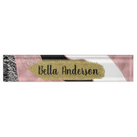 Rose Gold Rose Abstrait Moderne Vague Glamour Tend