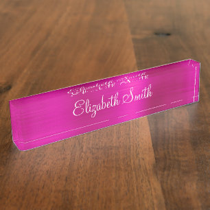 Porte-nom Rose métallisé girly