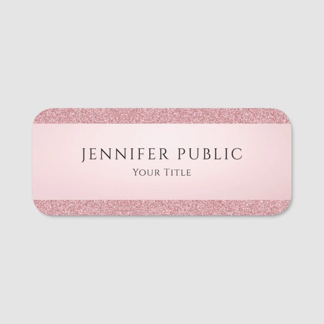 Porte-nom Rose Parties scintillant or look élégant Modèle pe (Devant)