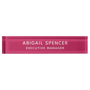 Porte-nom Rose professionnel moderne classique rouge