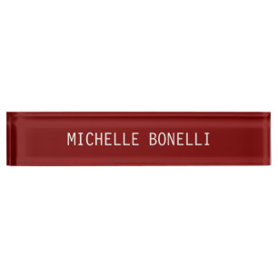 Porte-nom Rouge brun Arrière - plan plat style moderne lisib
