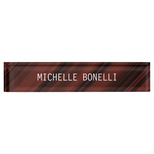 Porte-nom Rouge brun Noir Plaine Lisible Style moderne (Devant)