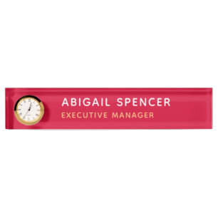 Porte-nom Rouge cerisier professionnel classique moderne