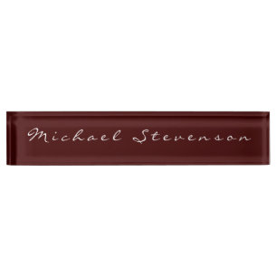 Porte-nom Rouge Élégant moderne Script Desk Nameplate