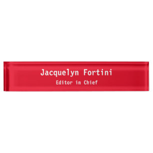 Porte-nom Rouge Plain élégant moderne minimaliste simple