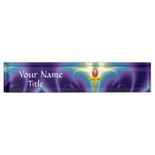 Porte-nom ROUGE TALISMAN, bleu pourpre