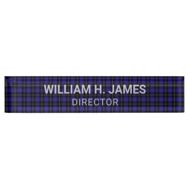 Porte-nom Royal Blue Black Plaid (Devant)