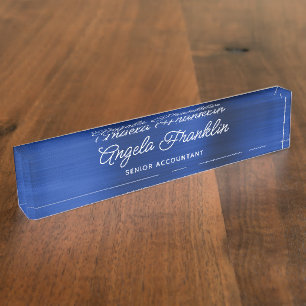 Porte-nom Royal Navy Blue Faux Metallic Foil
