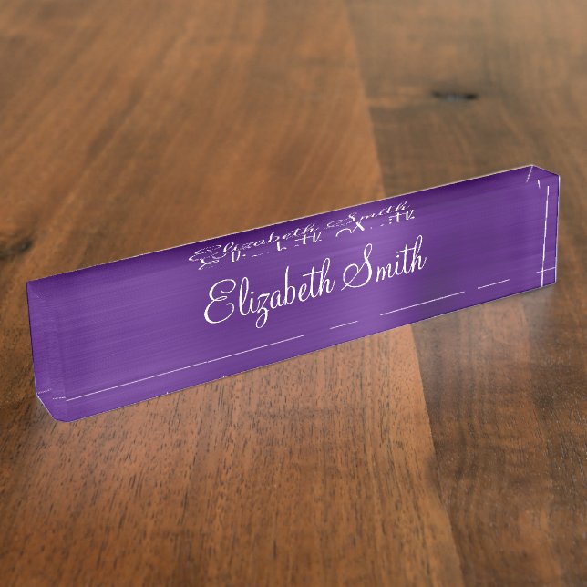 Porte-nom Royal Purple Faux Metallic Foil (Taille)