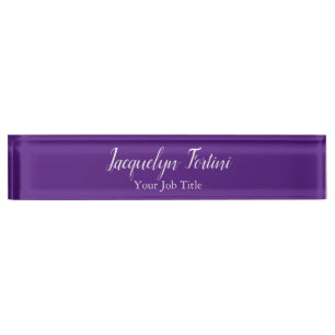 Porte-nom Royal Purple Plain Élégant minimaliste moderne