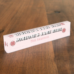 Porte-nom Ruban de trèfle rose par Kenneth Yoncich