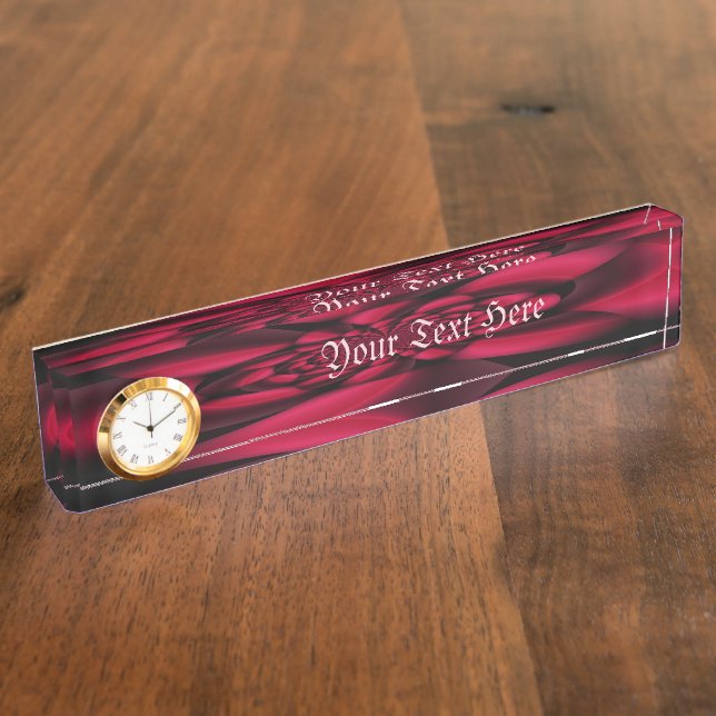 Porte-nom Ruby Red Petal noir (Taille)