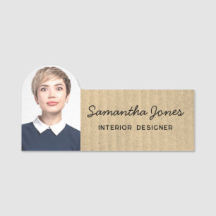 Porte-nom Rustique moderne écriture manuscrite photo Kraft C