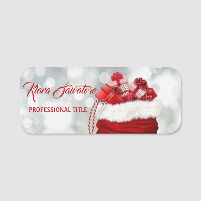 Porte-nom Sac rouge Père Noël parfait (Devant)