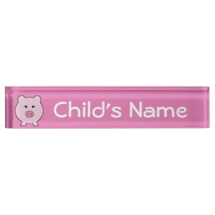 Porte-nom Sadie le cochon rose ~ Cute Girly Kawaii