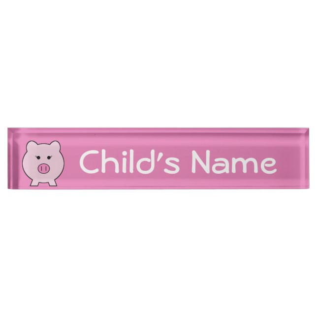 Porte-nom Sadie le cochon rose ~ Cute Girly Kawaii (Devant)