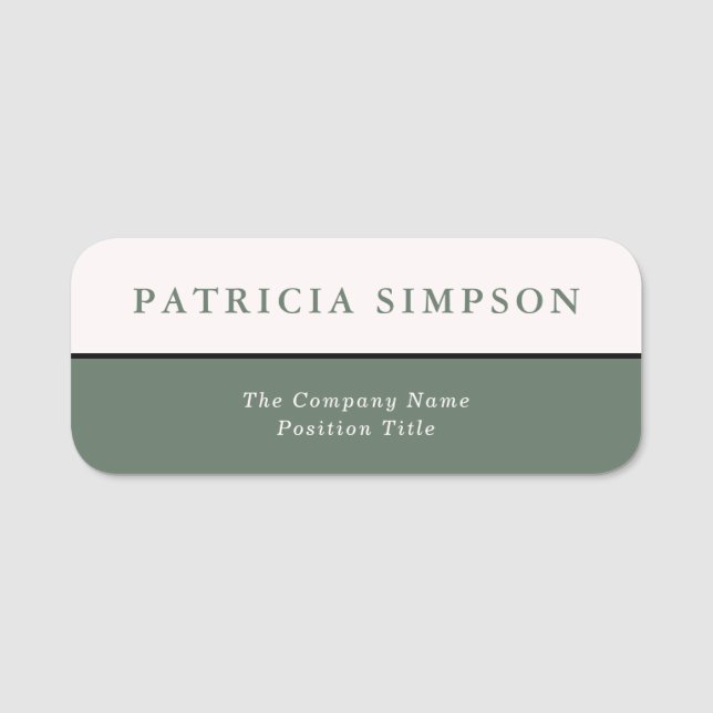 Porte-nom Sage Green & Pearly White : Simplicité et élégance (Devant)