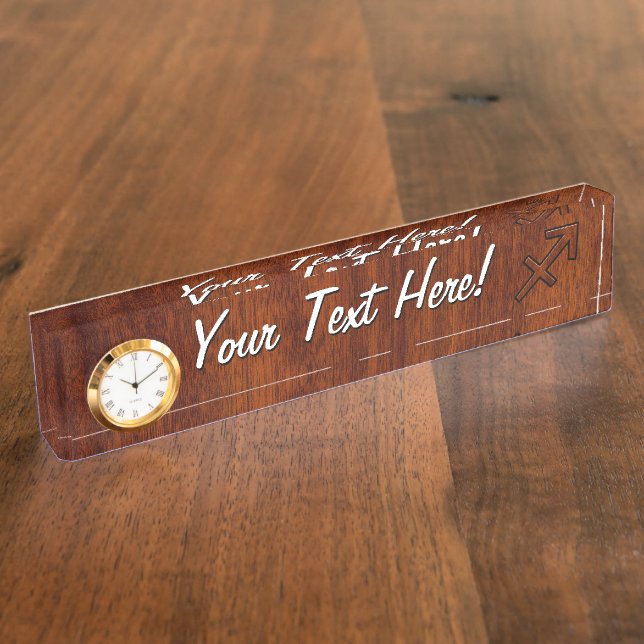 Porte-nom Sagittarius Zodiac Connexion Mahogany Style Bois (Taille)