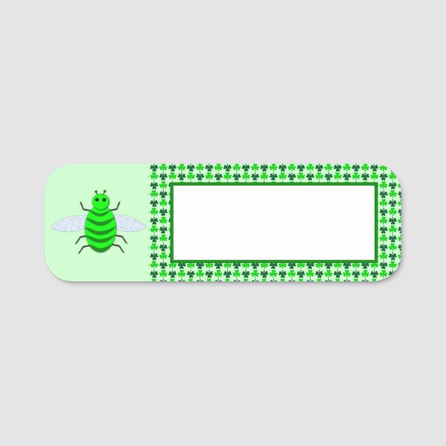 Porte-nom Saint Patricks Day Bee et Shamrocks (Devant)