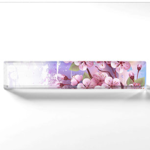 Porte-nom Sakura rose sur la peinture Arrière - plan