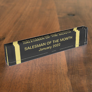 Porte-nom Salesman of the Month Award Desk Nom Plaque