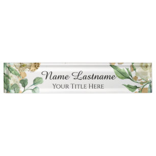 Porte-nom Salon de beauté Artiste Rose Floral Mint White