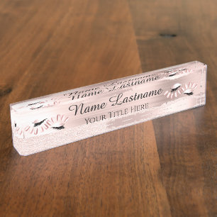Porte-nom Salon de beauté Artiste Rose Nails Lashes Maquill