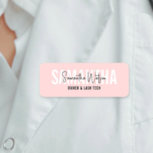 Porte-nom Salon Lash de beauté moderne Blush rose esthétique