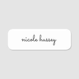 Porte-nom Script blanc Monogramme élégant minimaliste mode