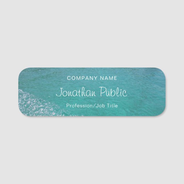 Porte-nom Script Blue Green Sea Water Calcul Aqua (Devant)