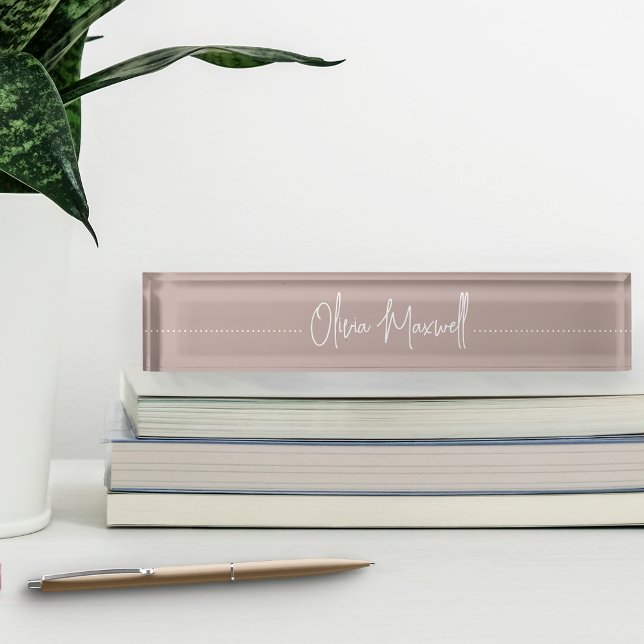 Porte-nom Script cursif Pink Taupe (Créateur téléchargé)