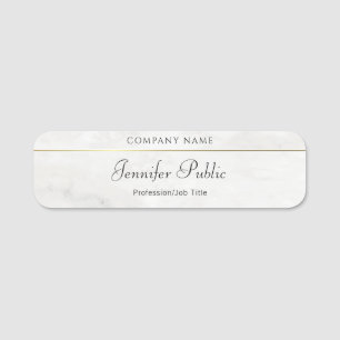 Porte-nom Script de calligraphie Modèle Gold Marbre blanc