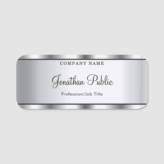 Porte-nom Script de calligraphie moderne Texte Modèle en arg (Devant)