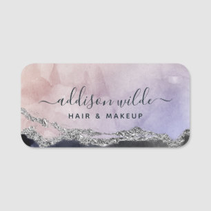 Porte-nom Script de signature aquarelle violet noir argent