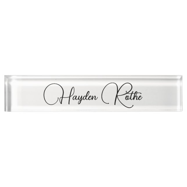 Porte-nom Script de signature professionnelle blanc (Devant)