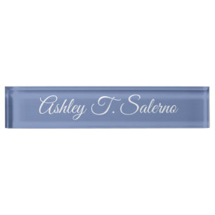 Porte-nom Script d'écriture moderne Blue Grey