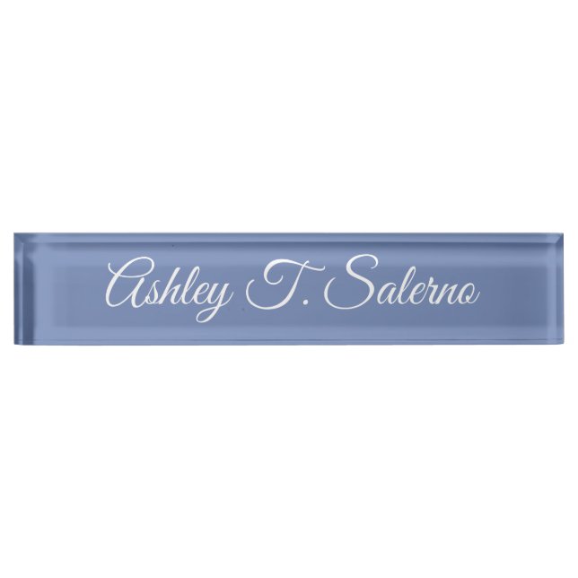 Porte-nom Script d'écriture moderne Blue Grey (Devant)