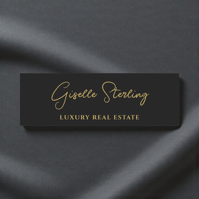 Porte-nom Script Immobilier Or Noir Luxe  (Créateur téléchargé)