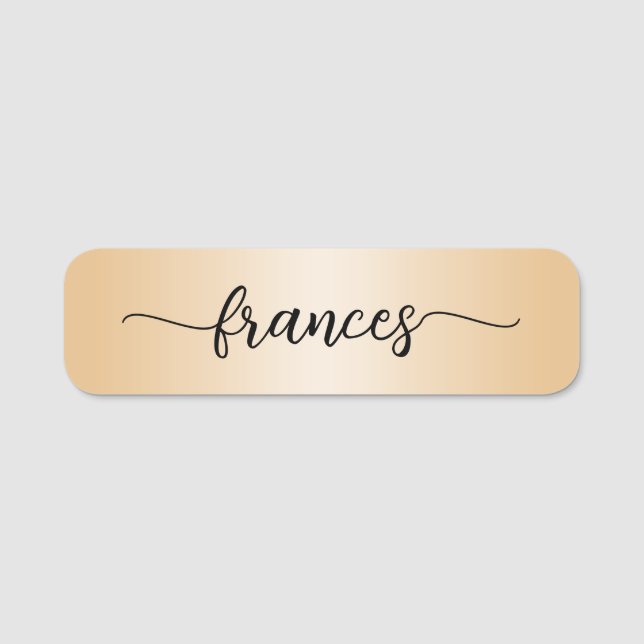 Porte-nom Script manuscrit Pale Gold Gradient (Devant)