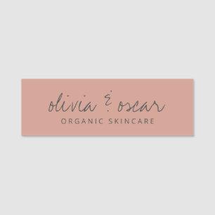 Porte-nom Script minimaliste moderne manuscrit Rose poussiér